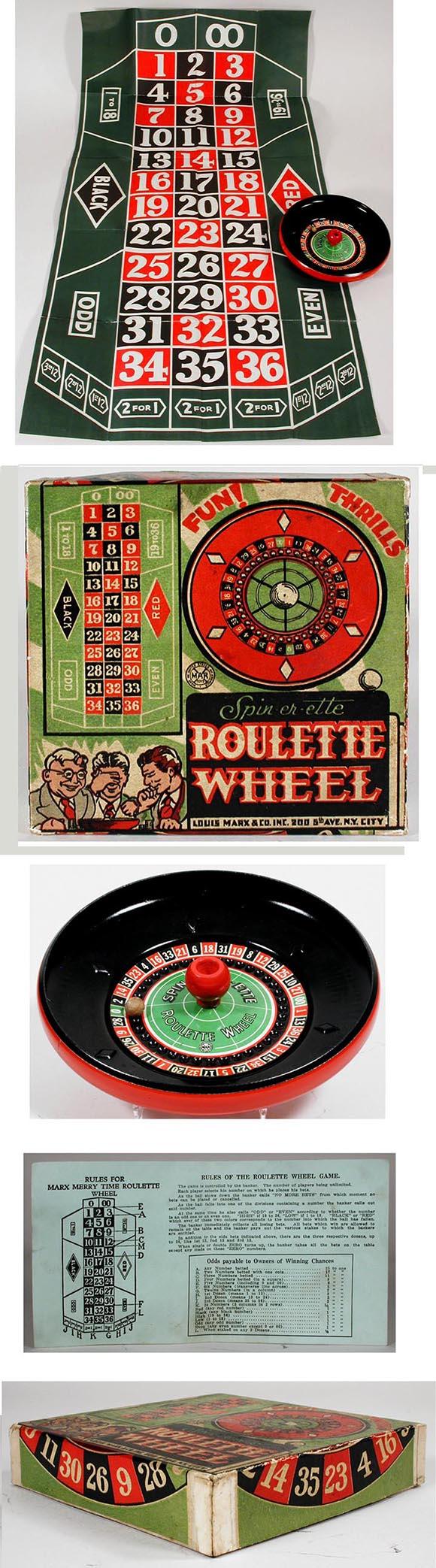 c.1941 Marx, Spinerette Roulette Wheel in Original Box